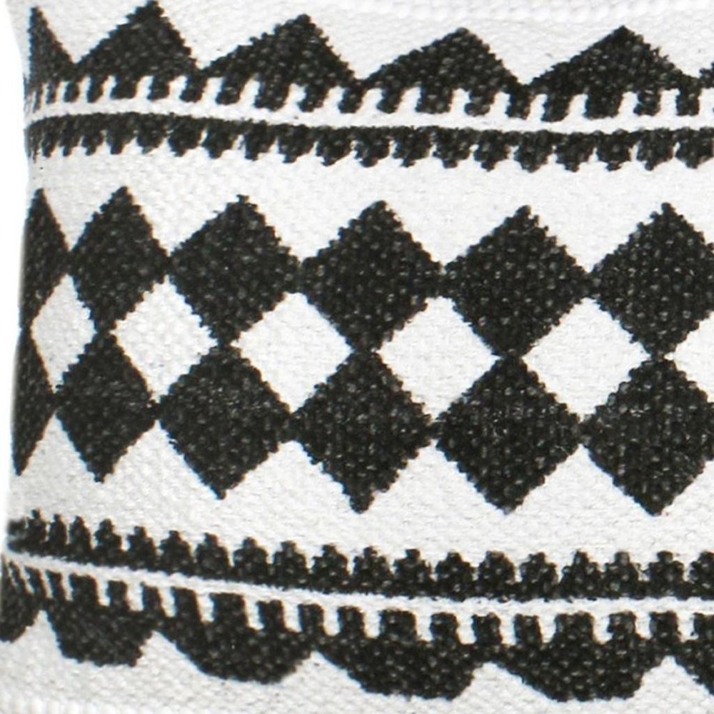 14" X 36" Black And Ivory Lumbar Geometric Cotton Blend Throw Pillow Cover