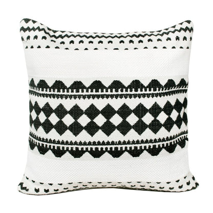 20" Black And Ivory Geometric Cotton Blend Throw Pillow Cover