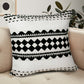 20" Black And White Geometric Cotton Blend Throw Pillow Cover