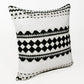 20" Black And Ivory Geometric Cotton Blend Throw Pillow Cover