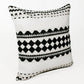 20" Black And White Geometric Cotton Blend Throw Pillow Cover