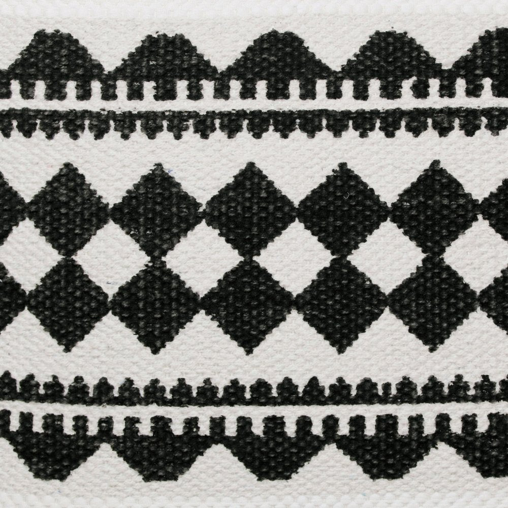 20" Black And Ivory Geometric Cotton Blend Throw Pillow Cover