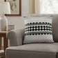 20" Black And Ivory Geometric Cotton Blend Throw Pillow Cover