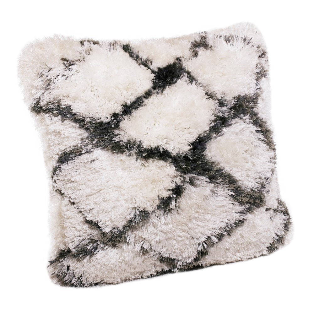 20" White And Black Diamond Throw Pillow Cover