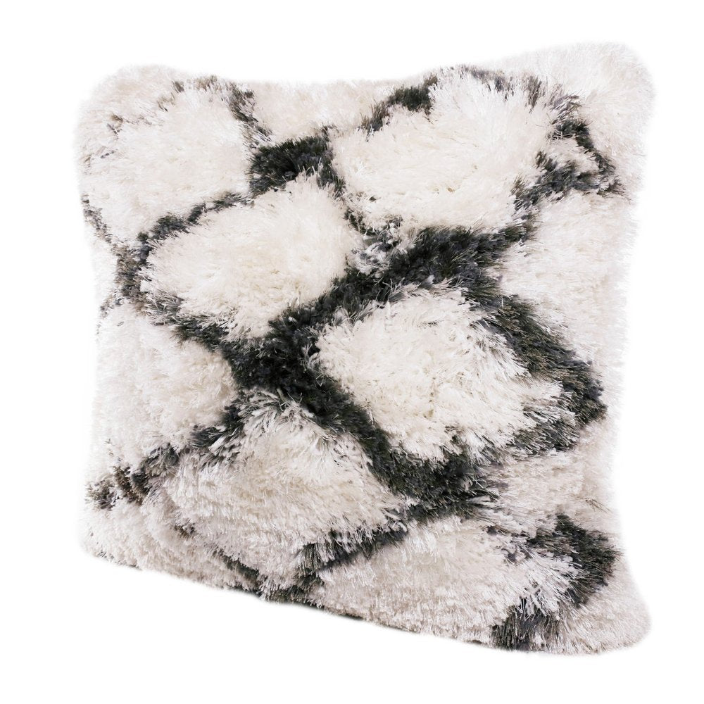 20" White And Black Diamond Throw Pillow Cover