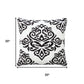 20" White And Black Medallion Cotton Blend Throw Pillow Cover