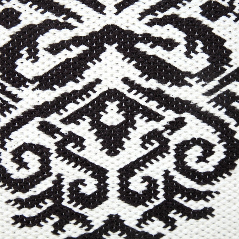 20" White And Black Medallion Cotton Blend Throw Pillow Cover