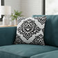 20" White And Black Medallion Cotton Blend Throw Pillow Cover