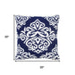20" Blue And White Medallion Cotton Blend Throw Pillow Cover