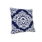 20" Blue And White Medallion Cotton Blend Throw Pillow Cover