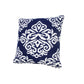 20" Blue And White Medallion Cotton Blend Throw Pillow Cover