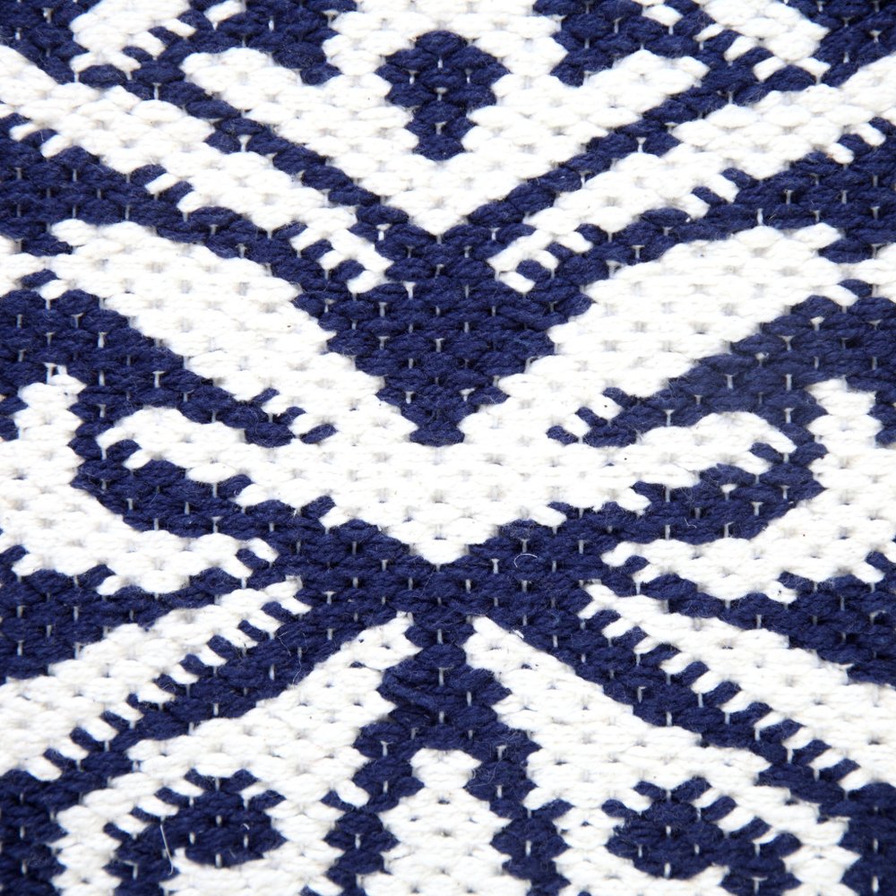20" Blue And White Medallion Cotton Blend Throw Pillow Cover