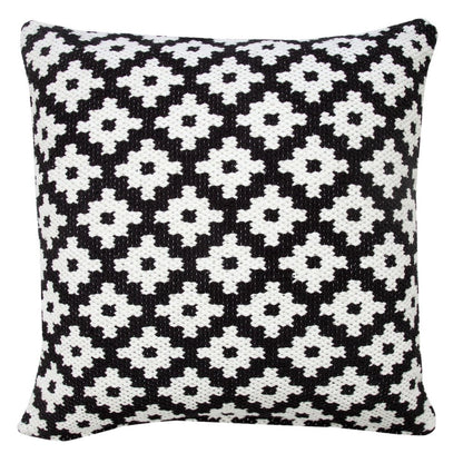 20" Black And White Diamond Cotton Blend Throw Pillow Cover