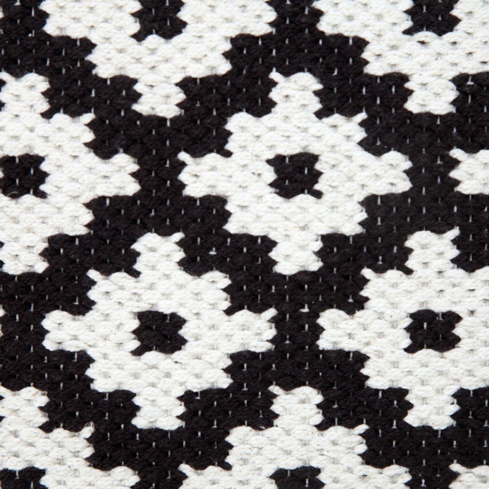 20" Black And White Diamond Cotton Blend Throw Pillow Cover