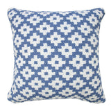 20" Blue And White Diamond Cotton Blend Throw Pillow Cover