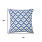 20" Blue And White Diamond Cotton Blend Throw Pillow Cover