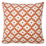 20" Orange And White Geometric Cotton Blend Throw Pillow Cover