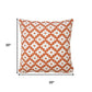 20" Orange And White Geometric Cotton Blend Throw Pillow Cover