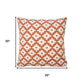 20" Orange And White Geometric Cotton Blend Throw Pillow Cover
