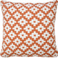 20" Orange And White Geometric Cotton Blend Throw Pillow Cover