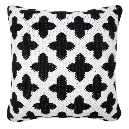20" White And Black Trellis Cotton Blend Throw Pillow Cover