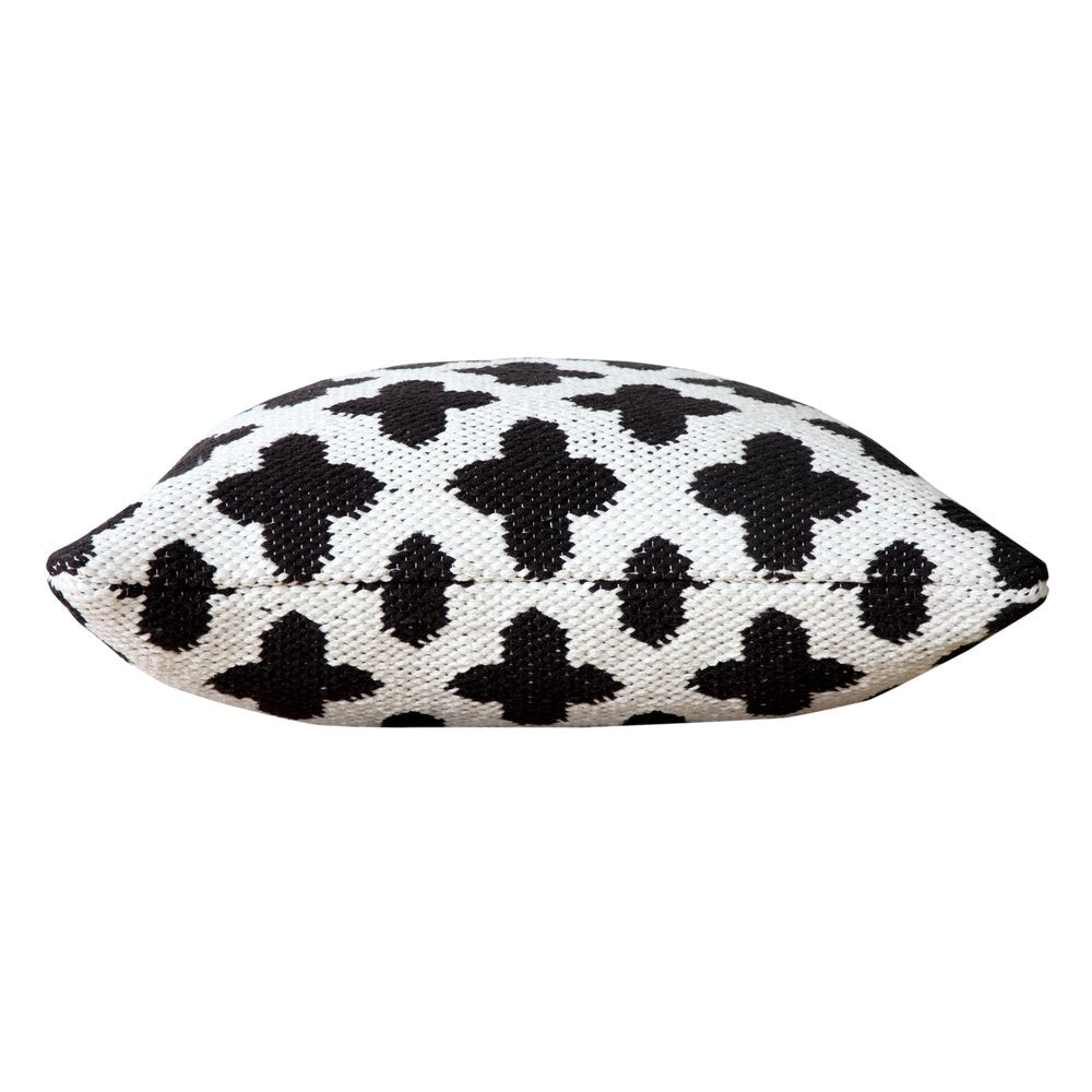 20" White And Black Trellis Cotton Blend Throw Pillow Cover