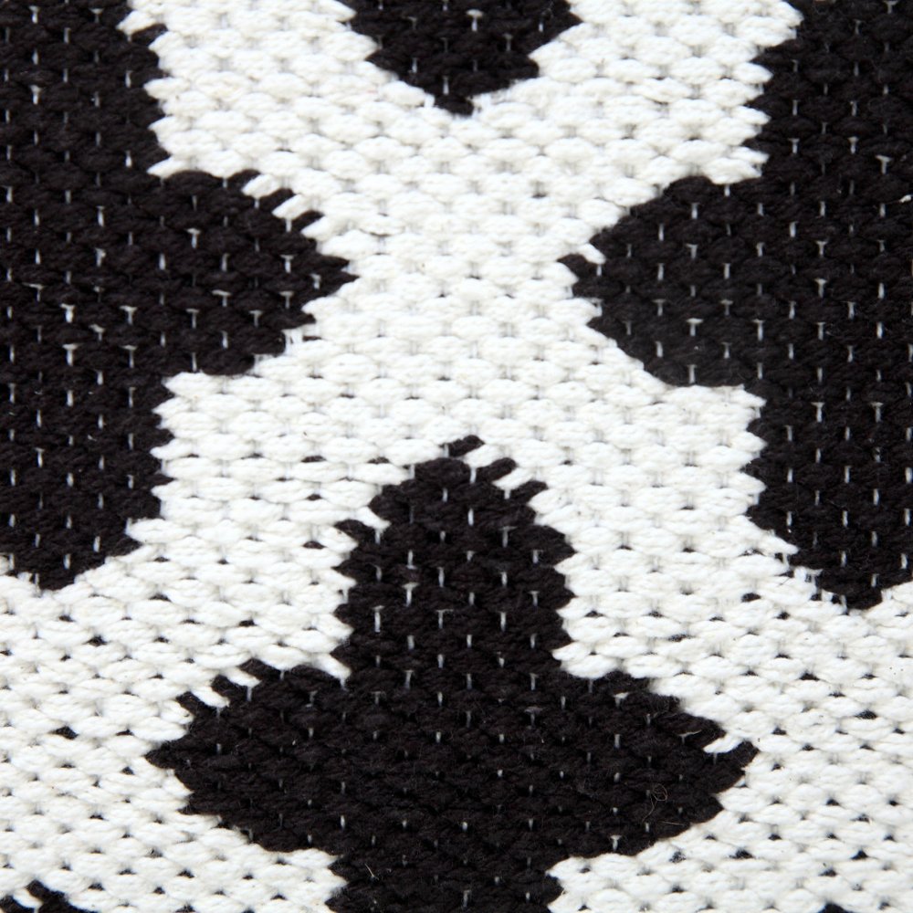 20" White And Black Trellis Cotton Blend Throw Pillow Cover