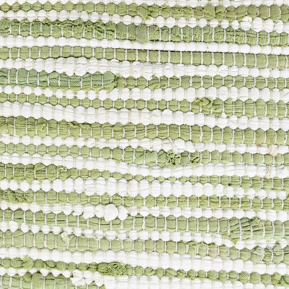 20" Green And White Beach Striped Cotton Blend Throw Pillow Cover