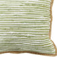 20" Green And White Beach Striped Cotton Blend Throw Pillow Cover