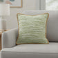 20" Green And White Beach Striped Cotton Blend Throw Pillow Cover