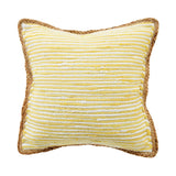 20" Yellow And White Beach Striped Cotton Blend Throw Pillow Cover