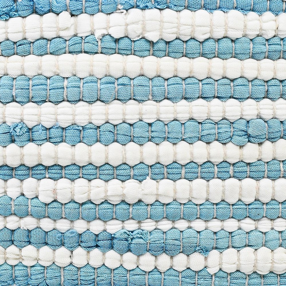 20" Blue And White Beach Striped Cotton Blend Throw Pillow Cover