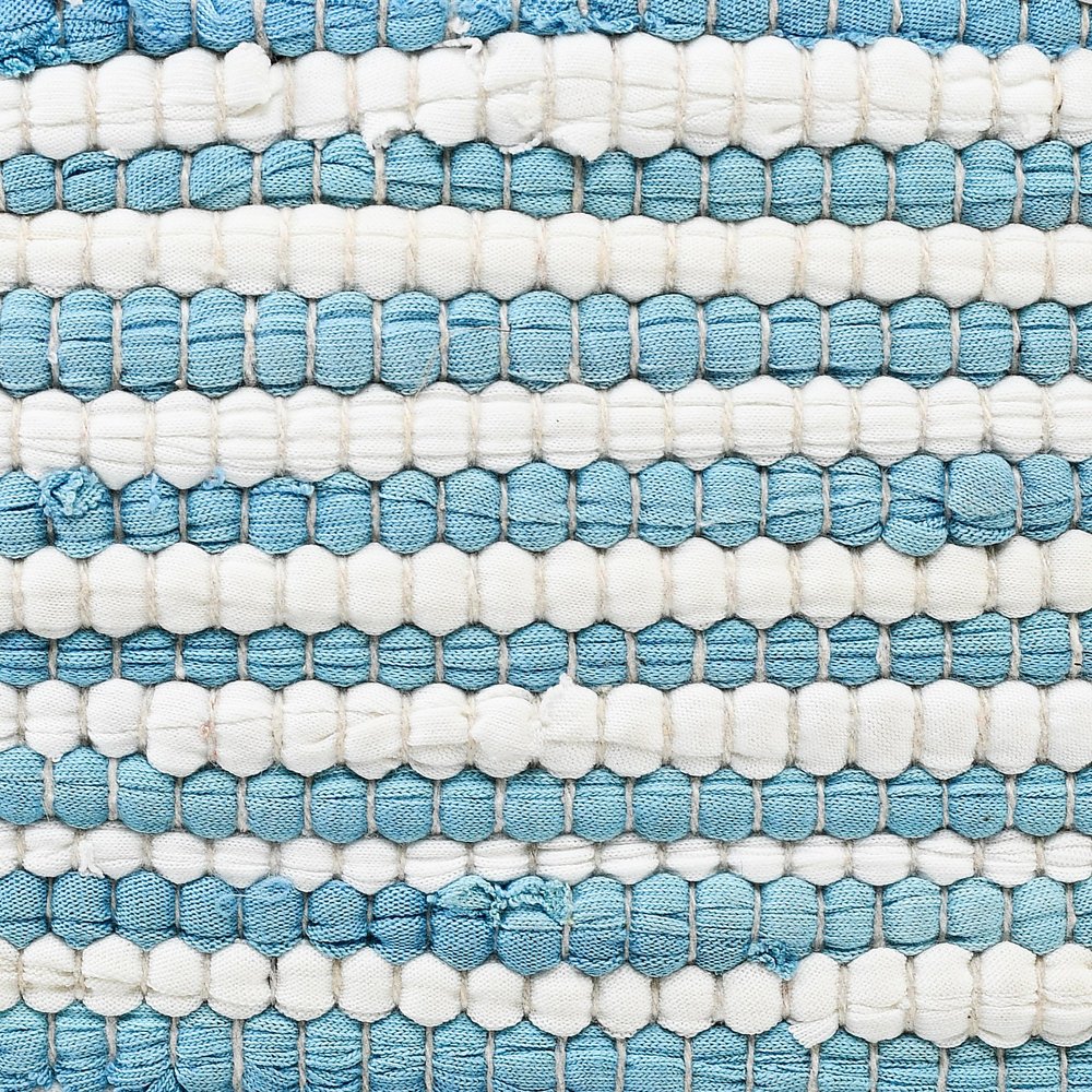 20" Blue And White Beach Striped Cotton Blend Throw Pillow Cover