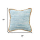 20" Blue And White Beach Striped Cotton Blend Throw Pillow Cover