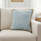 20" Blue And White Beach Striped Cotton Blend Throw Pillow Cover
