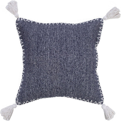 20" Blue Cotton Throw Pillow Cover