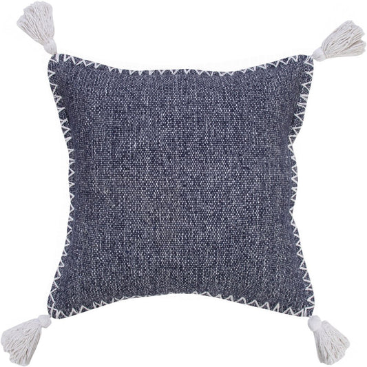 20" Blue Cotton Throw Pillow Cover