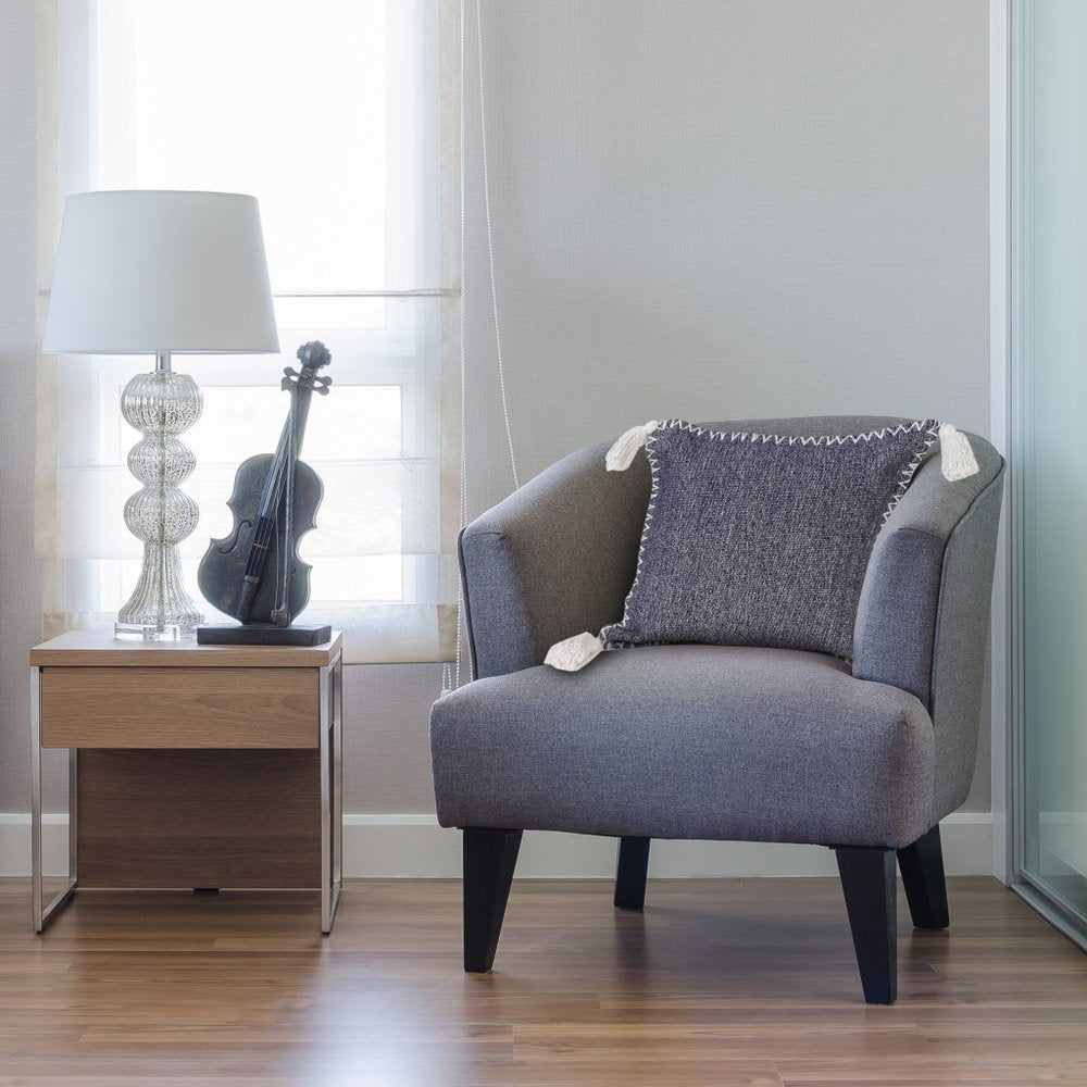 20" Blue Cotton Throw Pillow Cover