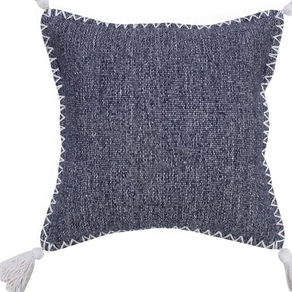 20" Blue Cotton Throw Pillow Cover