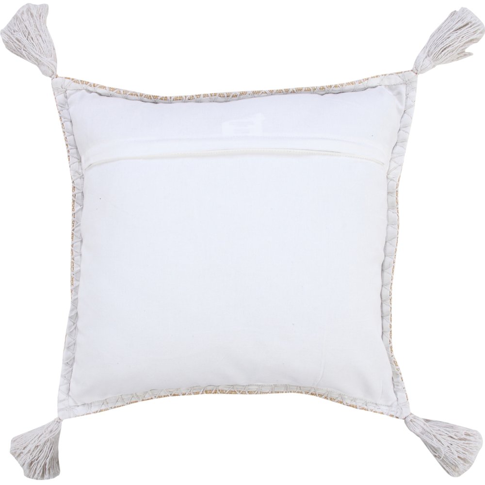 20" Tan And White Cotton Throw Pillow Cover