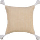 20" Tan And White Cotton Throw Pillow Cover