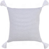20" Gray And White Striped Cotton Throw Pillow Cover