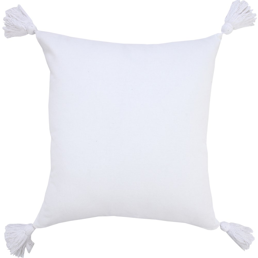 20" Gray And White Striped Cotton Throw Pillow Cover with Tassels