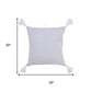 20" Gray And White Striped Cotton Throw Pillow Cover with Tassels