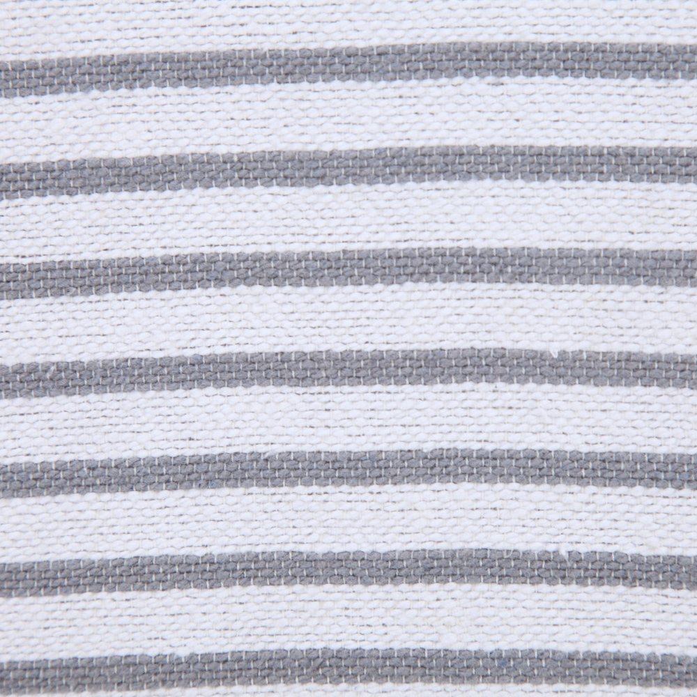 20" Gray And White Striped Cotton Throw Pillow Cover with Tassels