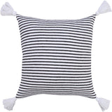 20" Black And White Striped Cotton Throw Pillow Cover