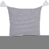 20" Black And White Striped Cotton Throw Pillow Cover with Tassels