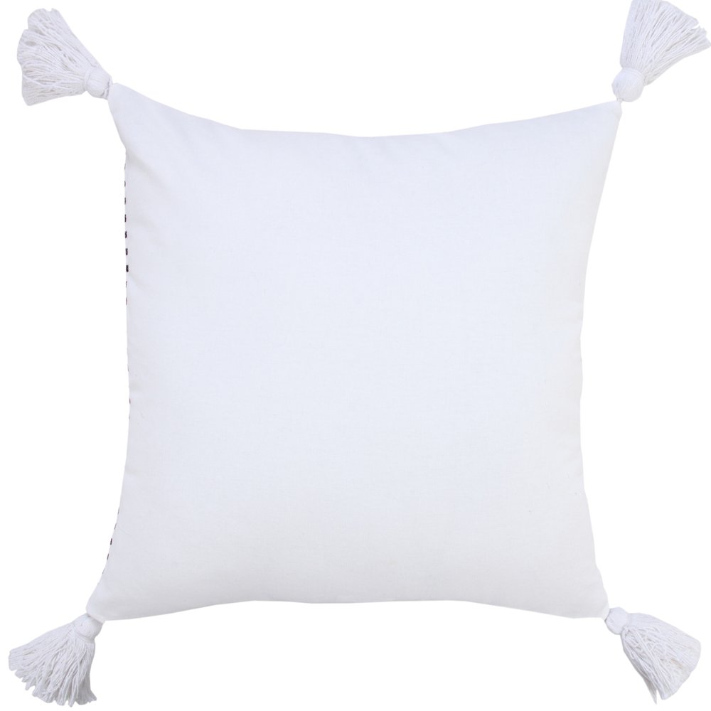 20" Black And White Striped Cotton Throw Pillow Cover with Tassels