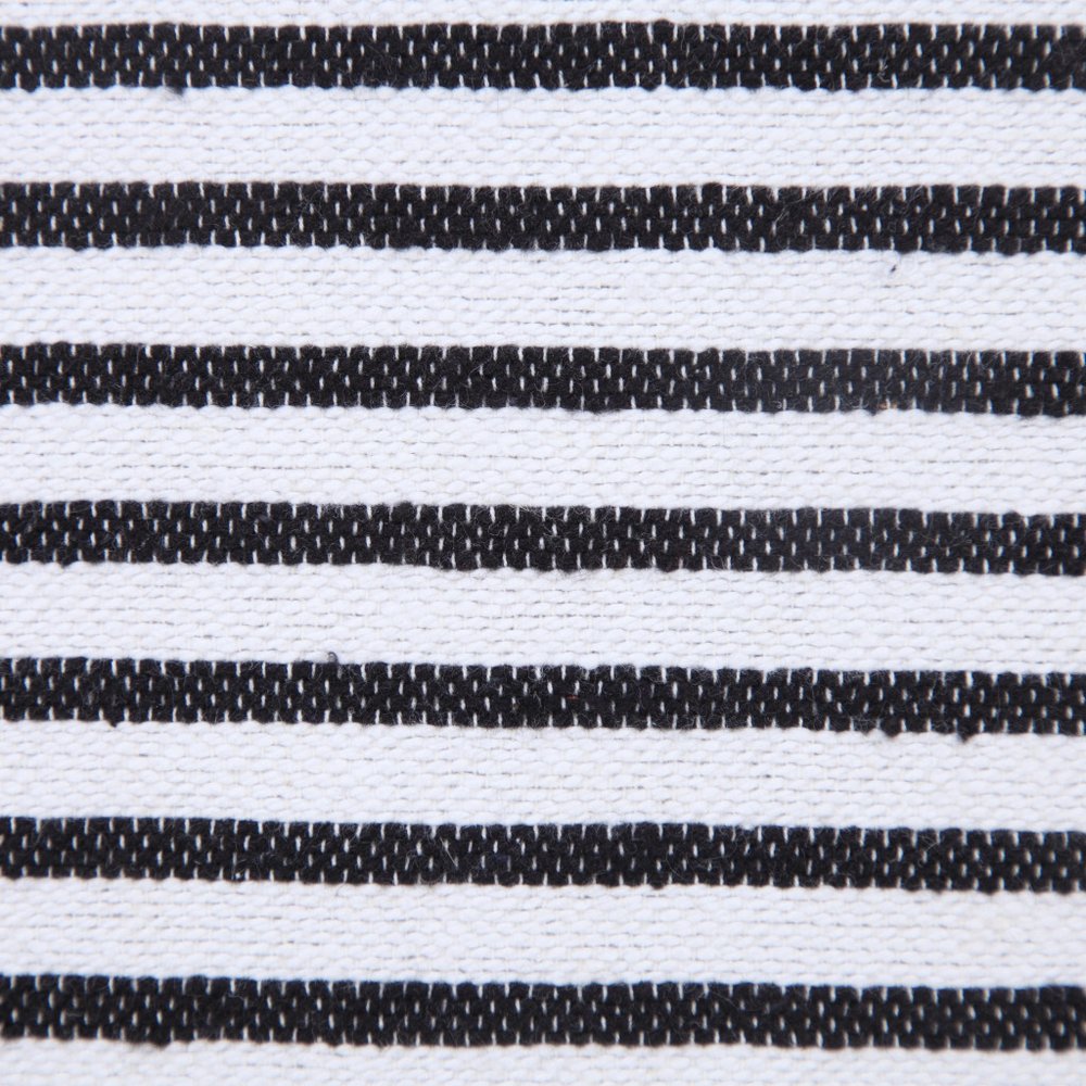 20" Black And White Striped Cotton Throw Pillow Cover with Tassels