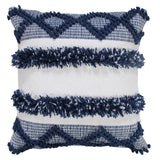 20" Navy Blue And Ivory Striped Throw Pillow Cover